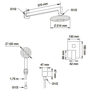 Душевой комплект Swedbe Platta 5554B чёрный